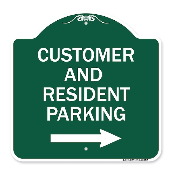Signmission Reserved Parking Customer & Visitor Parking W/ Right Arrow Alum Sign, 18" x 18", GW-1818-23052 A-DES-GW-1818-23052 - main
